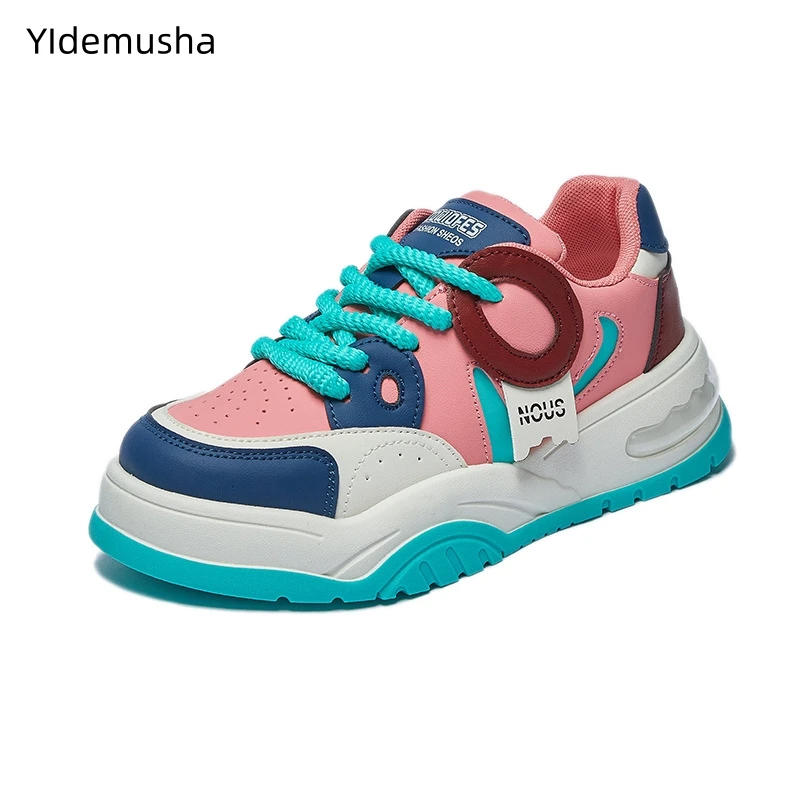 

Fashion Sneakers Women Platform Shoes Leather Mixcolor Woman Casual shoes Sport Shoes Ladies Outdoor Running Vulcanized Shoes
