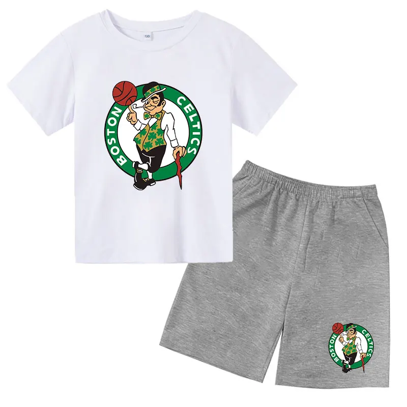 

Toddler Clothing Set The New Summer 2022,Basketball NBA Boston Celtics Printed Short Sleeves T-Shirt Suits For Young Children