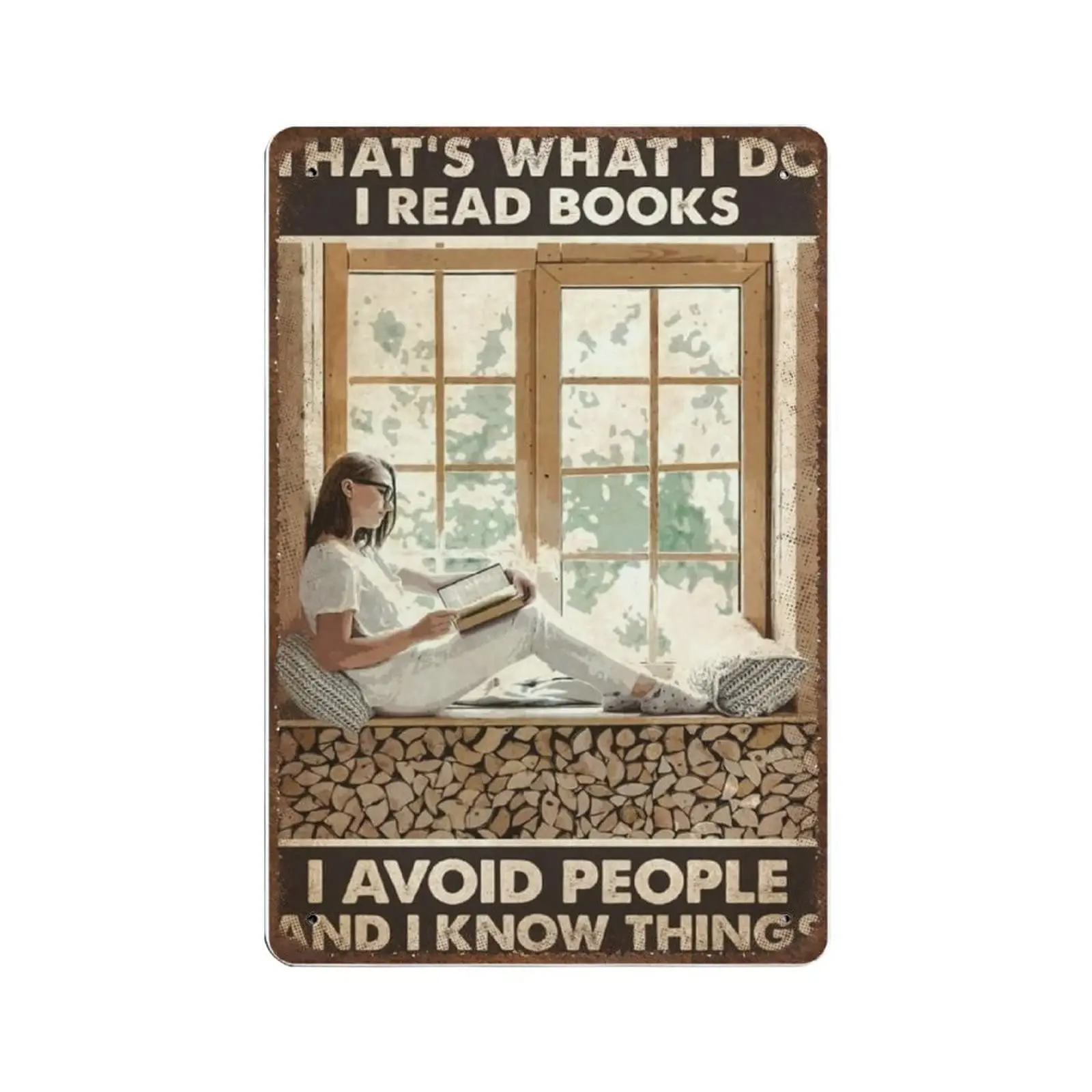

Reading Girl Vintage metal Hanging Plaque That'S What I Do I I Read Books Avoid People Wall Decor Bedroom Man Cave Bar Club