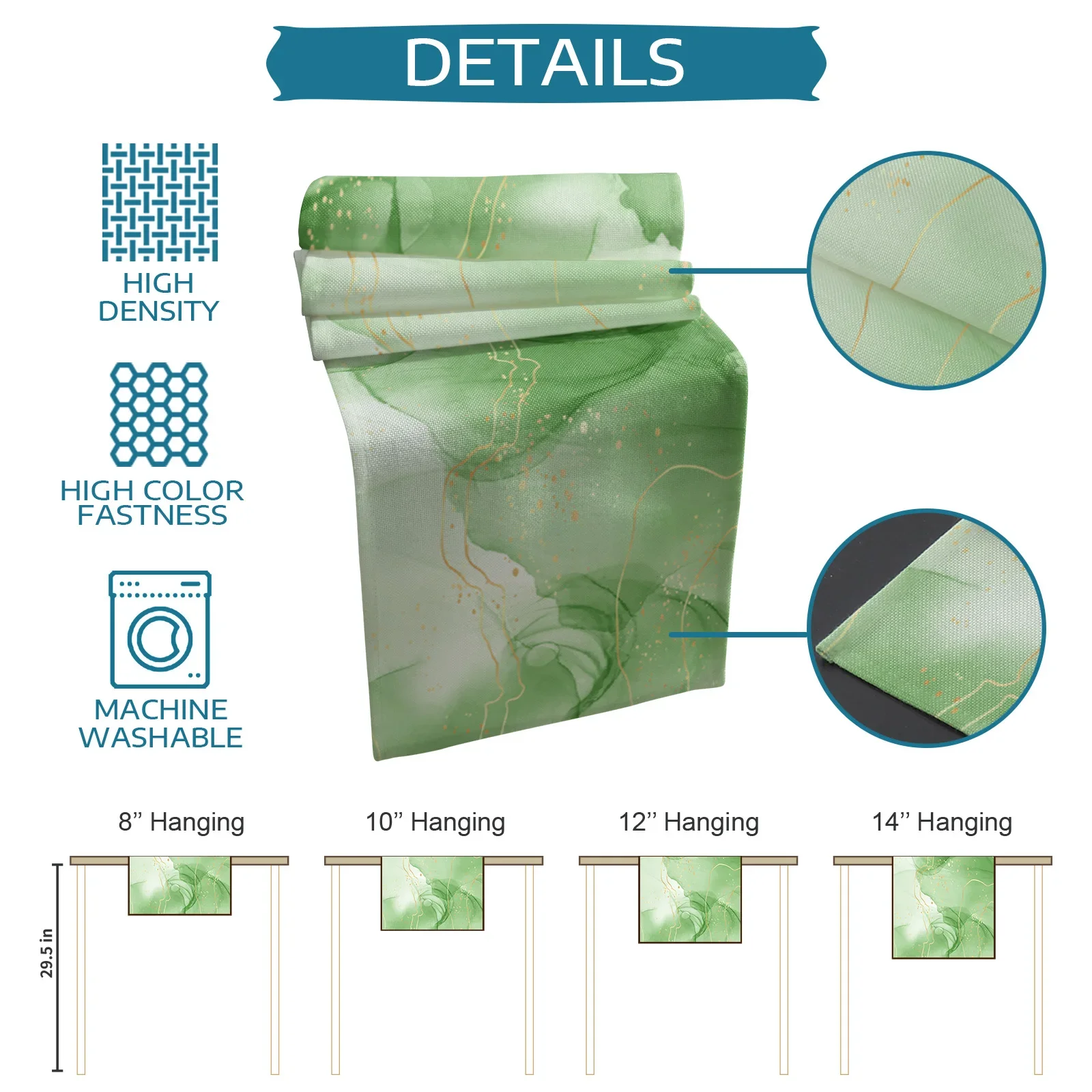 Мраморная линия градиентная трава зеленые льняные дорожки для стола украшение