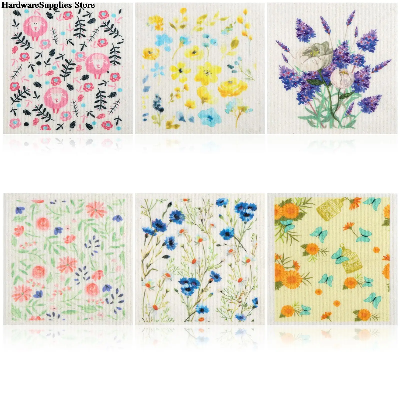 

6pcs Mixed Absorbent Fruit Swedish Dishcloths Reusable Dish Towels Fast Dry Cleaning Cloths For Kitchen Home