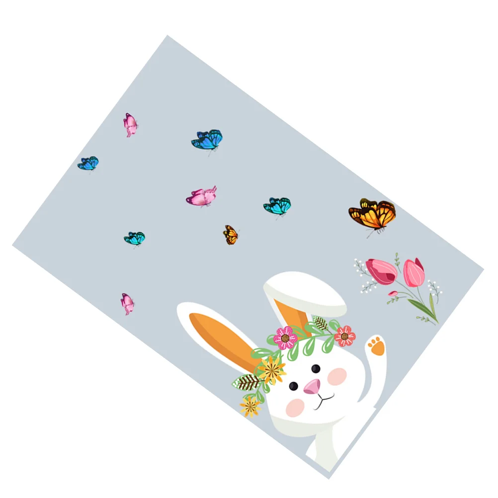

1 Sheet Easter Rabbit Cling Removable Easter Sticker Festival Window Decal