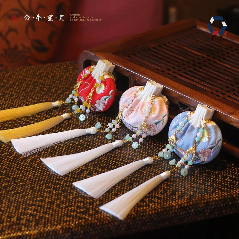 

Taurus Lucky Omamori Embroidery Cross Stitch Sachet Finished Product Cross-stitch Stitching Pouch Accessories Sachet Pendant