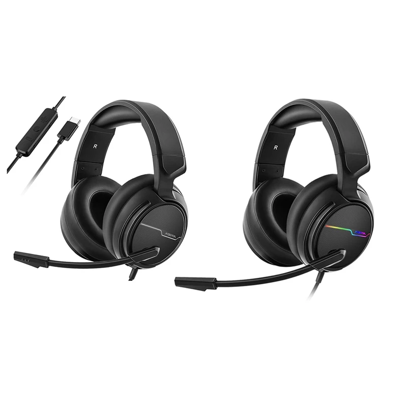 

Игровая гарнитура V20 с 7,1 игровыми наушниками, игровые наушники для ПК, наушники с микрофоном и светодиодсветильник кой