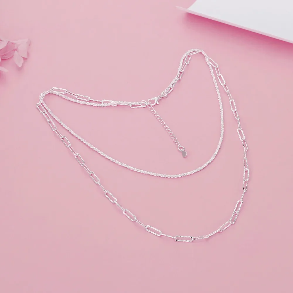Очаровательные ожерелья из стерлингового серебра 925 классические двойные