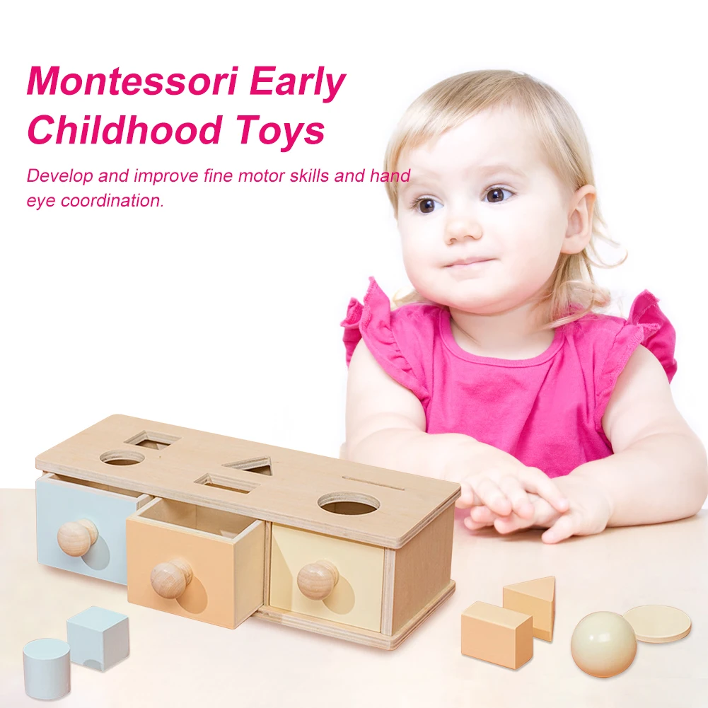 

Деревянный ящик с шариками для раннего обучения, подходящие блоки, учебные пособия, сортировка для младенцев, малышей 8-24 месяцев, обучение м...