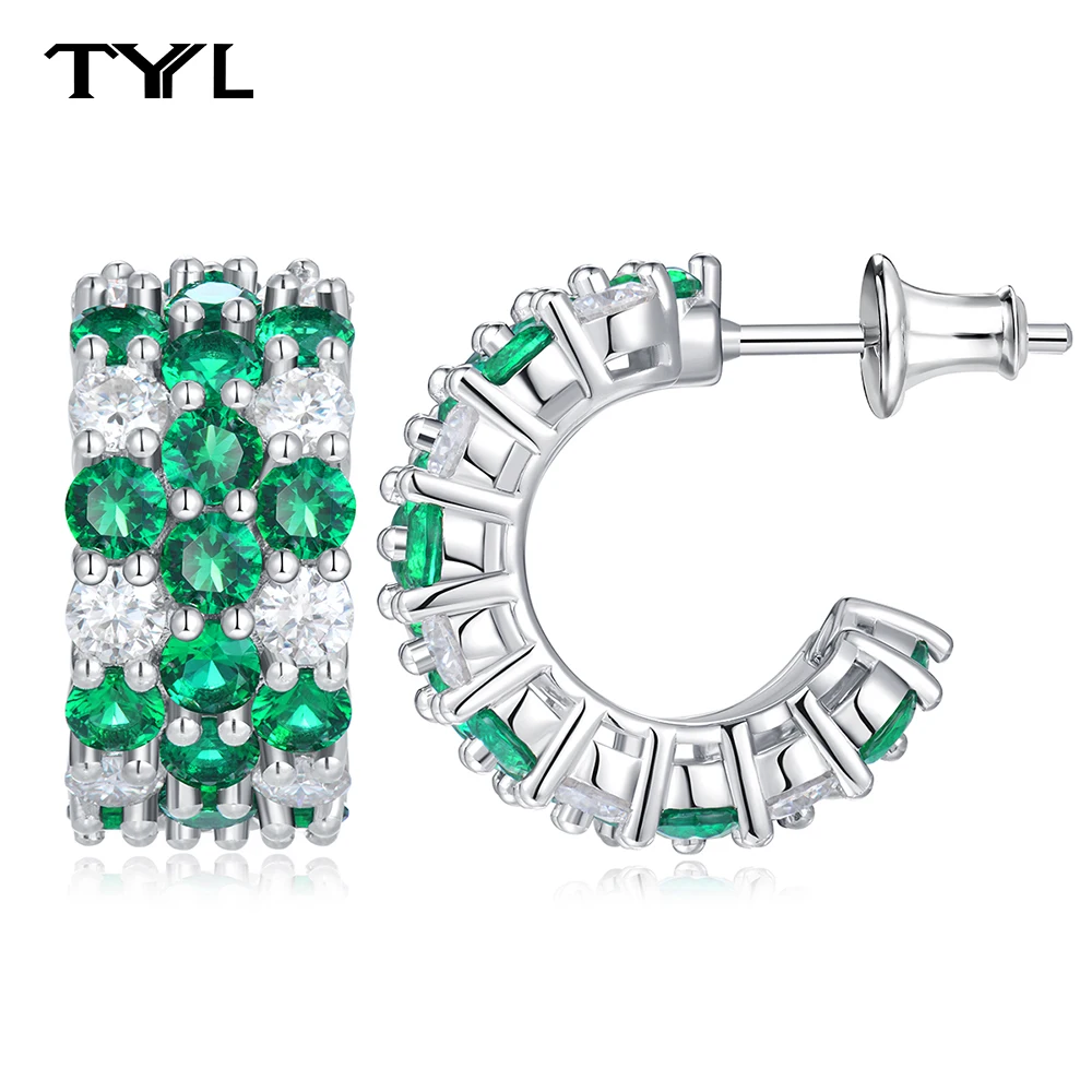TYYL 0 1 карата Муассанит выращенные в лаборатории изумрудные полукольца для женщин