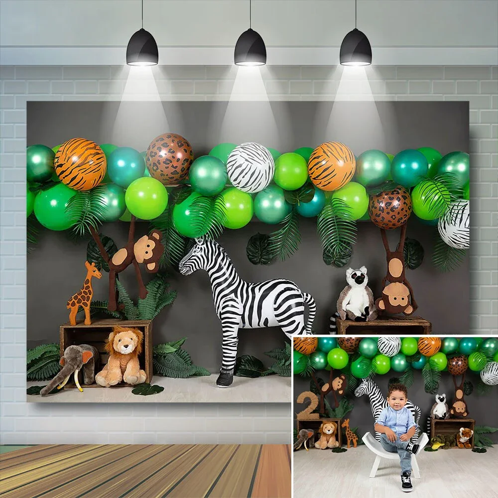 Фон для фотосъемки на тему зоопарка детский портрет первый день рождения торт Smash