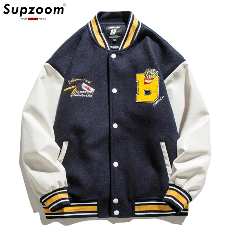 

New Arrival 2023 Brand Clothing Baseball Loose Casual Cotton Single Breasted Character Rib Sleeve Embroidery Bomber Jacket Men