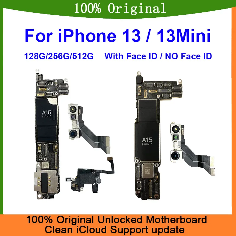 

100% Tested Authentic Motherboard for iPhone 13 Mini 128g 256g Original Mainboard With Face ID Unlocked Clean iCloud Logic Board