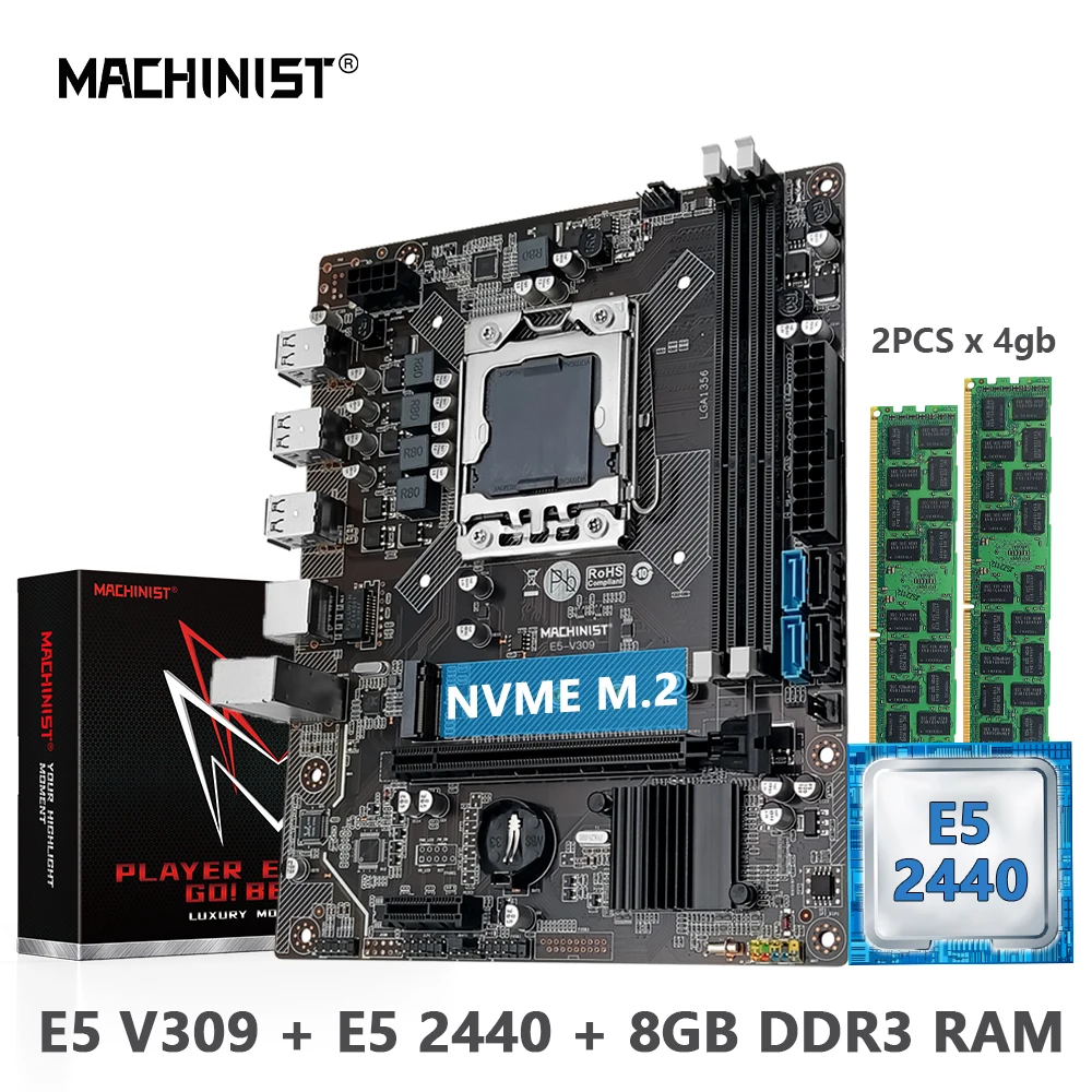 

MACHINIST E5 V309 LGA 1356 Motherboard Kit Set Intel Xeon E5 2440 Cpu + DDR3 8GB 1333MHz ECC RAM Memory combo