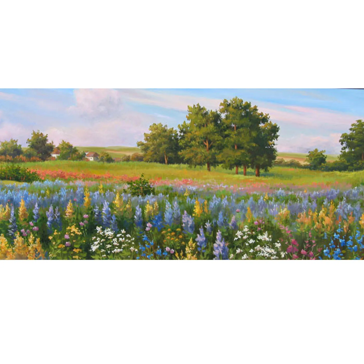 

Hand-painted pastoral landscape oil painting European style Large horizontal rectangular painting Modern wall decor picture