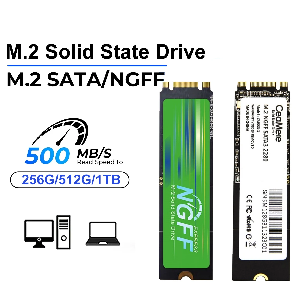 M.2 SATA SSD 256G 512G1TB NGFF 500 МБ/с 2280 B & M Key Твердотельный жесткий диск для настольных