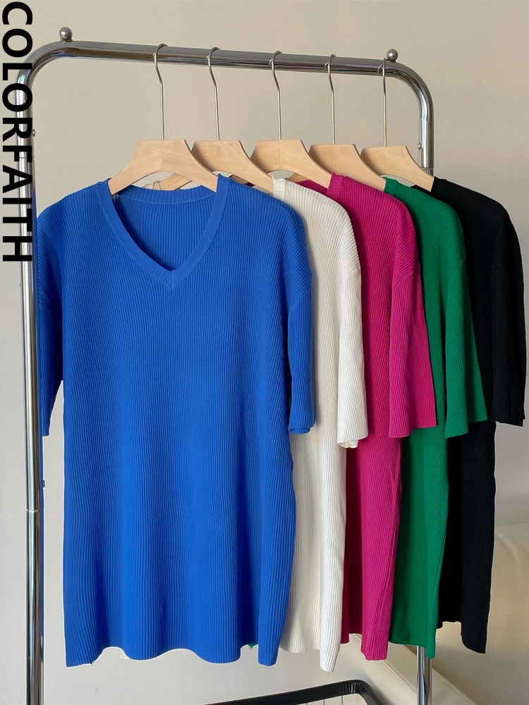 

Colorfaith Новинка 2022, шикарные корейские модные свитера, вязаные женские осенне-зимние негабаритные минималистичные стильные элегантные топы SW3572JX