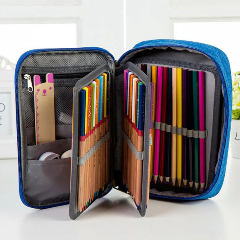 

Canvas School Pencil Cases for Girls Boy Pencilcase 72 Holes Pen Box Penalty Multifunction Storage Bag Case Pouch Stationery Kit