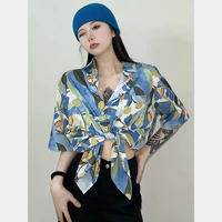 thin couple summer blouses and shirts oil painting retro flower tops half sleeve female clothing shirts for women 2022