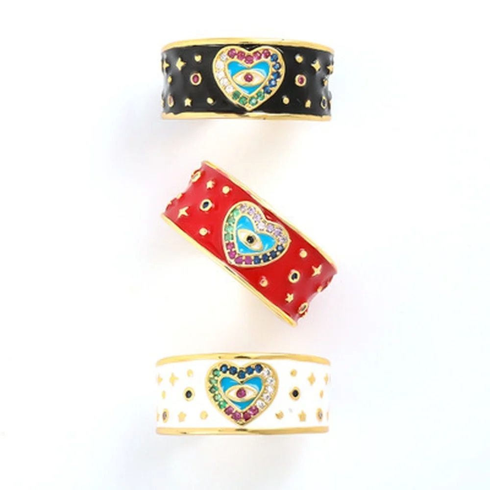 

Креативное кольцо для влюбленных с масляными каплями и инкрустированными медными микро-инкрустированными цветными цирконами женское и мужское модное Открытое кольцо в европейском и американском стиле