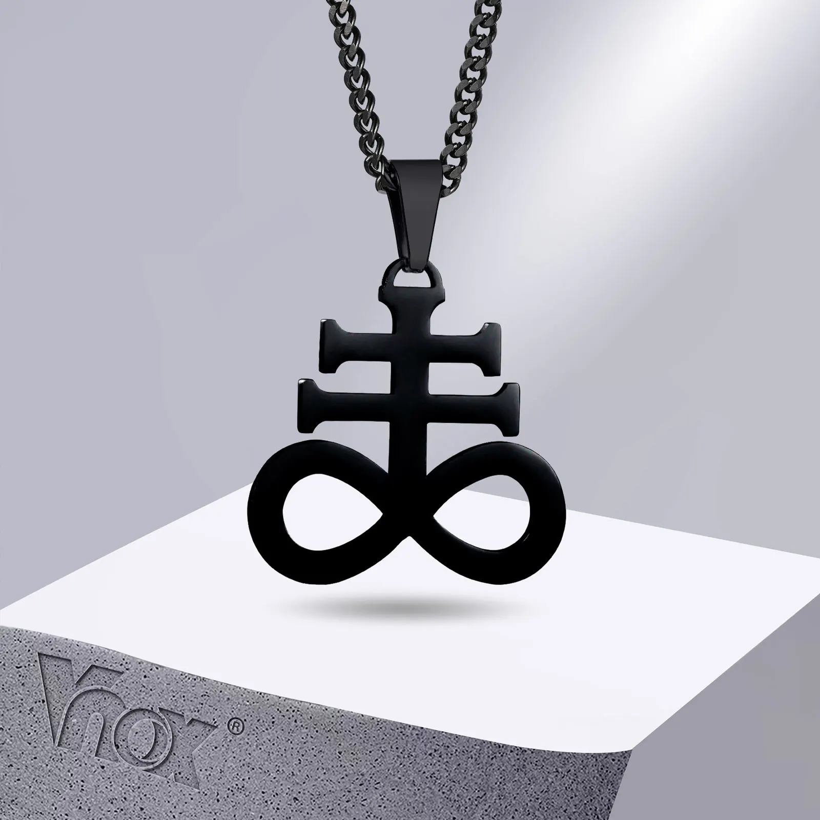 

Vnox Church of Satan Satanic Leviathan Cross Necklaces for Men,Stainless Steel Inverted Crucifix Pendant,Male Religious Jewelry
