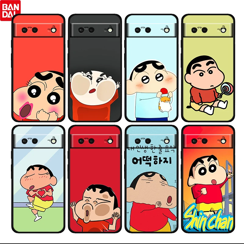 

Cute Shin chan Crayon Shockproof Cover For Google Pixel 6 6A 5 4 5A 4A XL Pro 5G Fundas Soft Fundas Black Phone Case Cover Capa