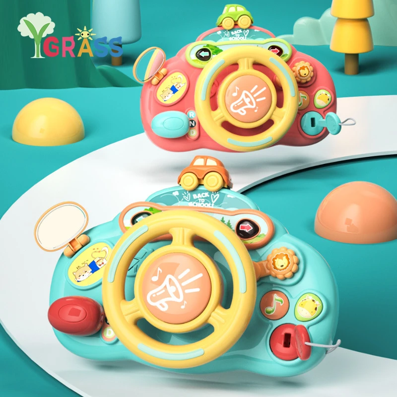 

Eletric Simulation Steering Wheel Toy With Light Sound Baby Kids Musical Educational Copilot Stroller Steering Wheel Vocal Toys
