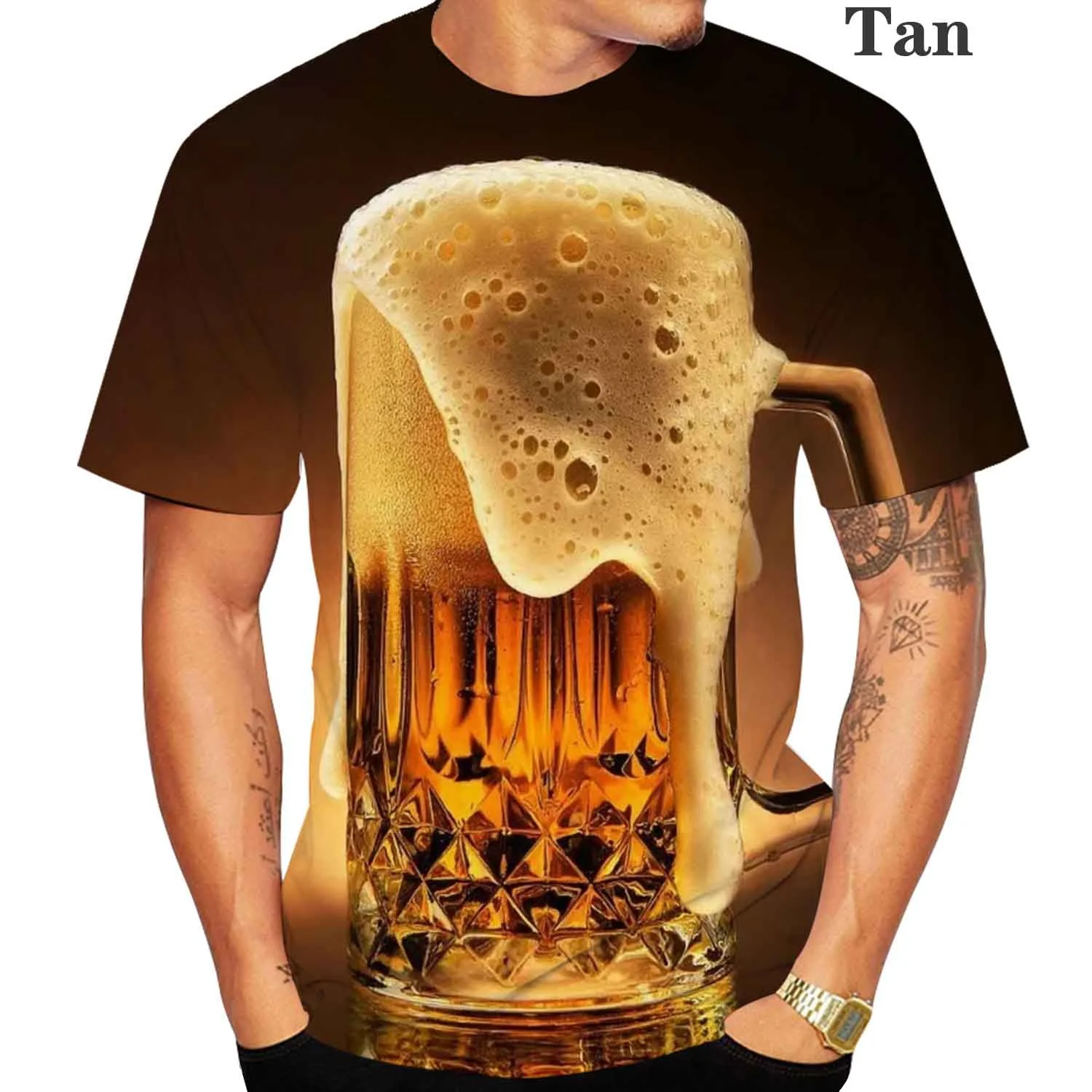 

2022 New High Quality Printing Beer 3D Men T-Shirt Fashion Summer Short Sleeves Casual Funny Tops