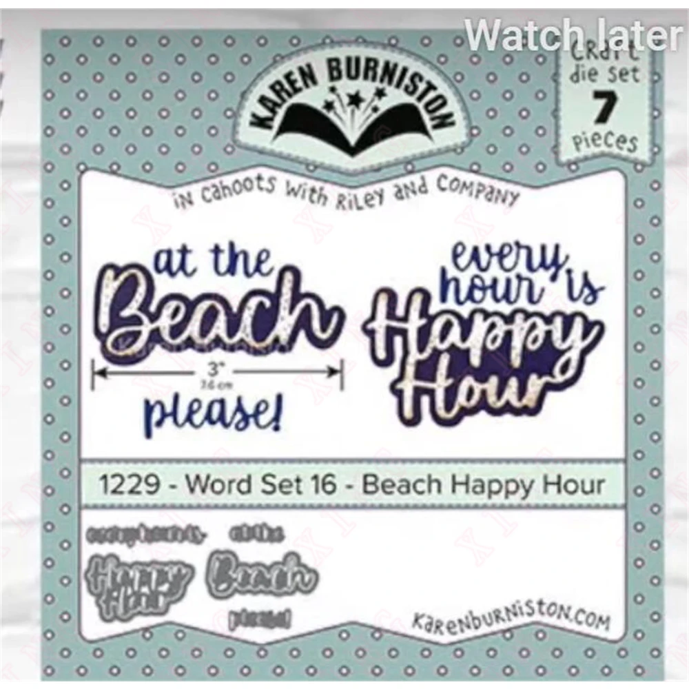 

New Diy Word Set 16 - Beach Happy Hour Metal Cutting Dies Scrapbook Decoration Embossing Template Diy Handmade Craft Album Molds