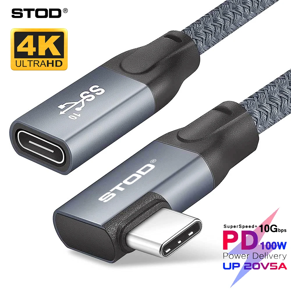 USBC удлинитель USB C локоть правый угол левый 100 Вт PD Тип дисплей 4K монитор USB-C 90