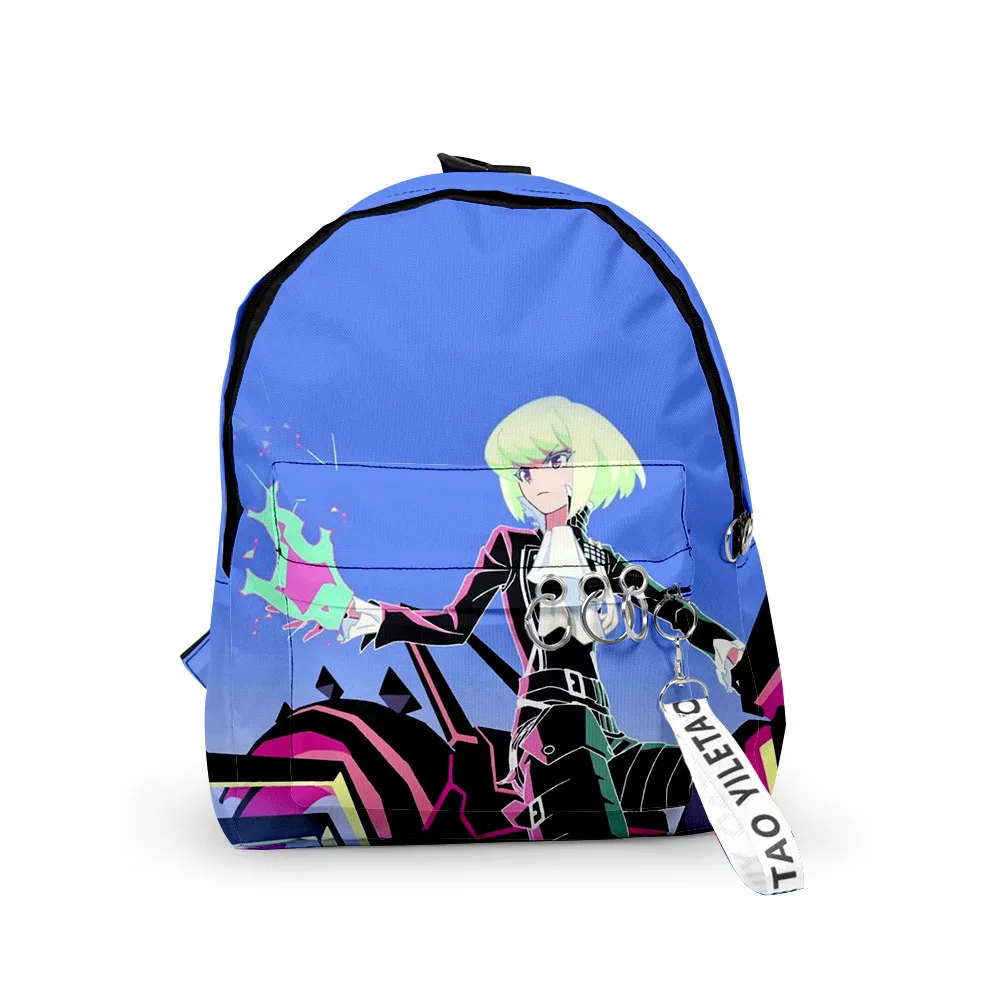 Фото Классические забавные рюкзаки для ноутбука PROMARE, школьные рюкзаки для мальчиков и девочек, школьные сумки с 3D-принтом и брелоками, водонепроницаемые милые маленькие рюкзаки из ткани Оксфорд №4