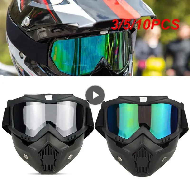 

3/5/10PCS Detachable Tactical Airsoft Field Hunting Ski Snowboard Mask Safety Goggles Tactical Mask Windproof Skiing Goggles