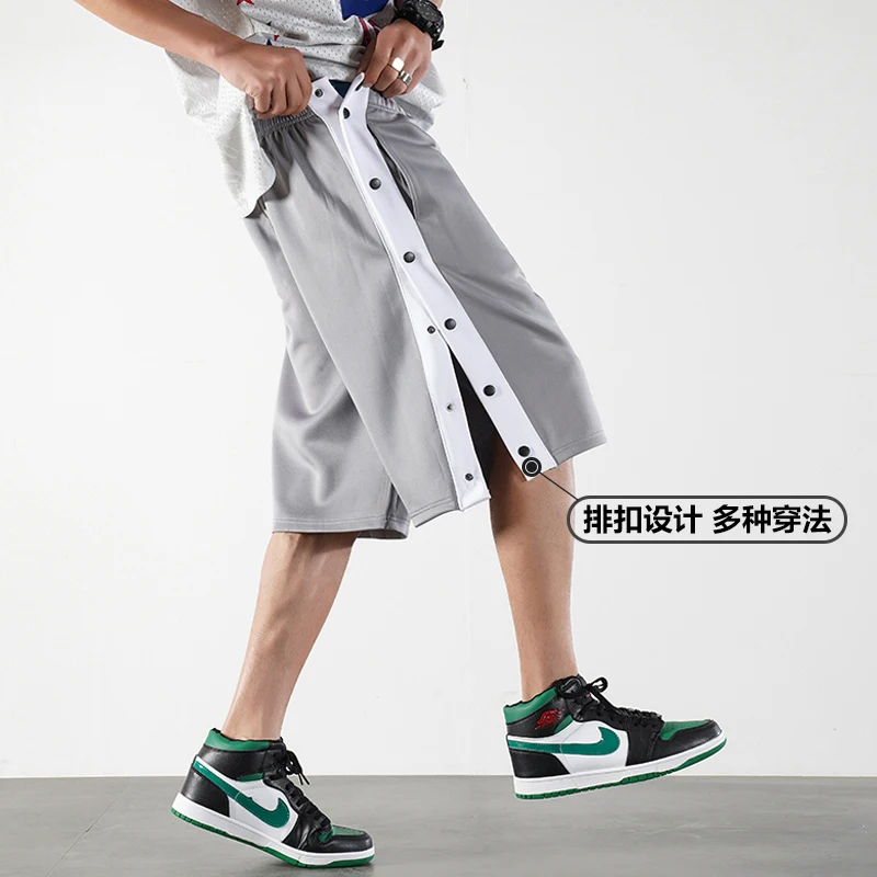 

Korean Version Japanese Side Breasted Shorts Men'S Summer Loose Sports Pants Boys' Casual 5-Point Over Knee Basketball Trousers