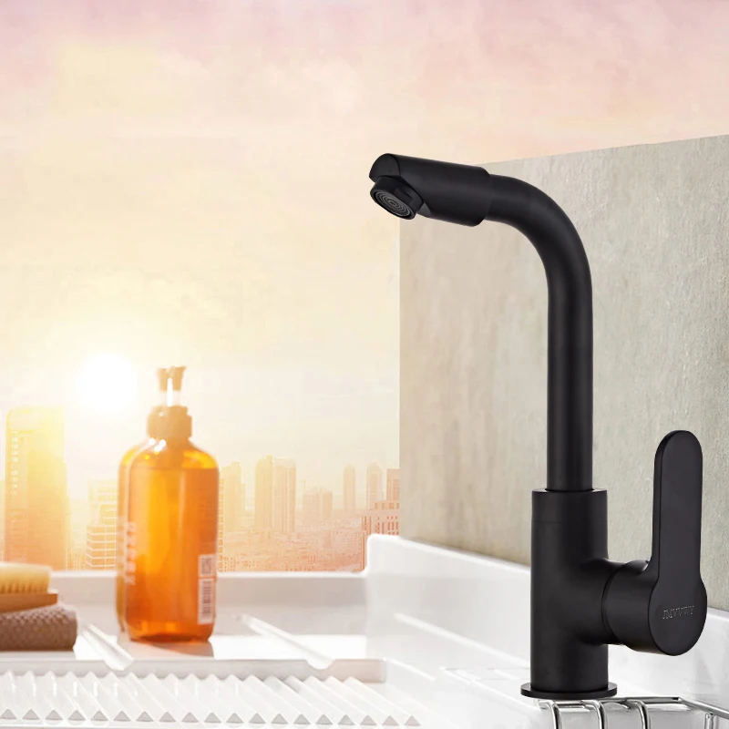 

304 Stainless Steel And Brass Basin Faucet Cold And Hot Water 360 Degree Rotatable Toilet Bathroom Cabinet Faucet Single Hole