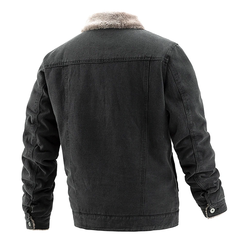 ERIDANUS 2022 Hot Sale Men Hickened Denim Winter Jacket Fashion Casual Stand-up Collar Solid Color Men's Cotton Clothing MWM157