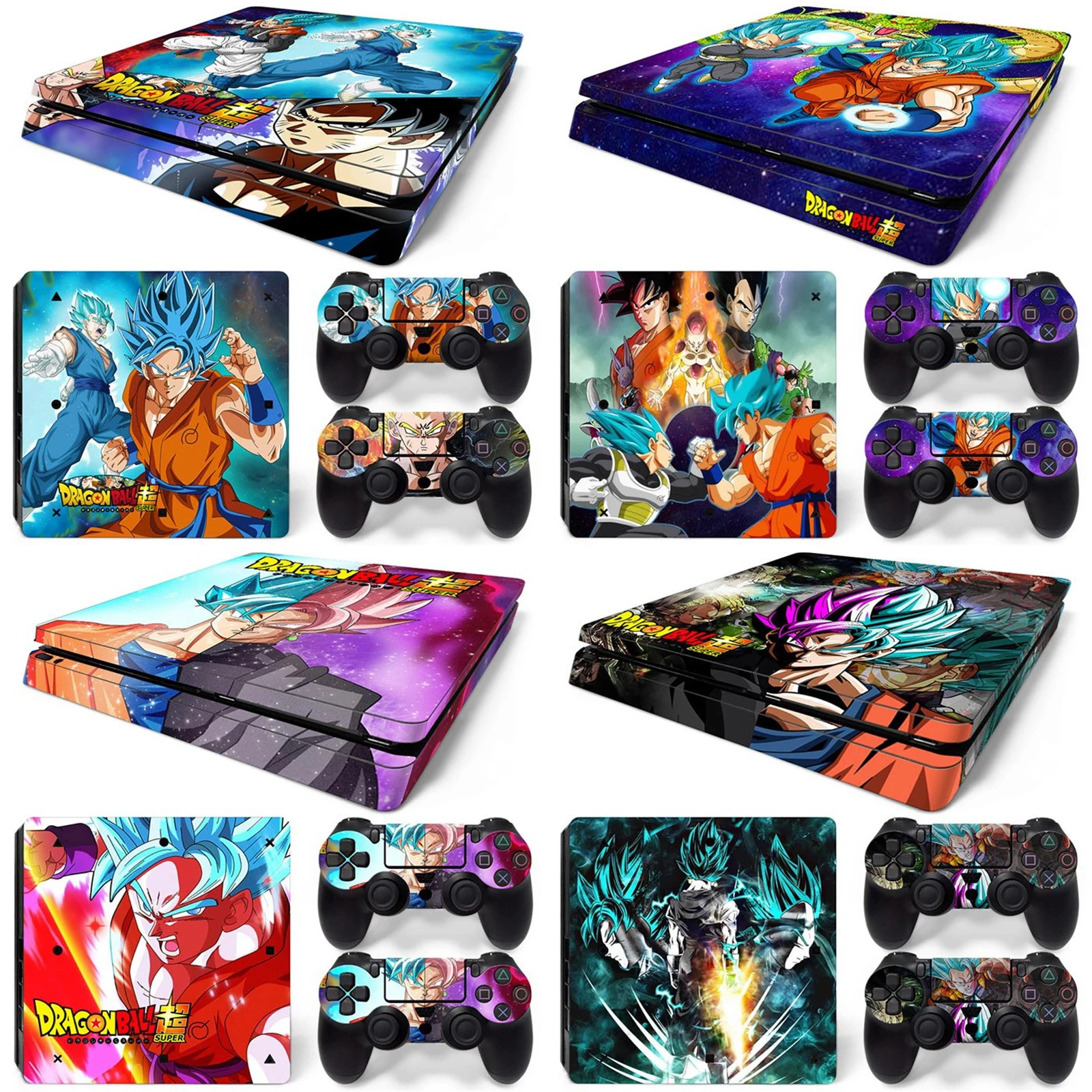 Виниловая наклейка на консоль PS4 Slim с изображением дракона жемчуга аниме Гоку и 2