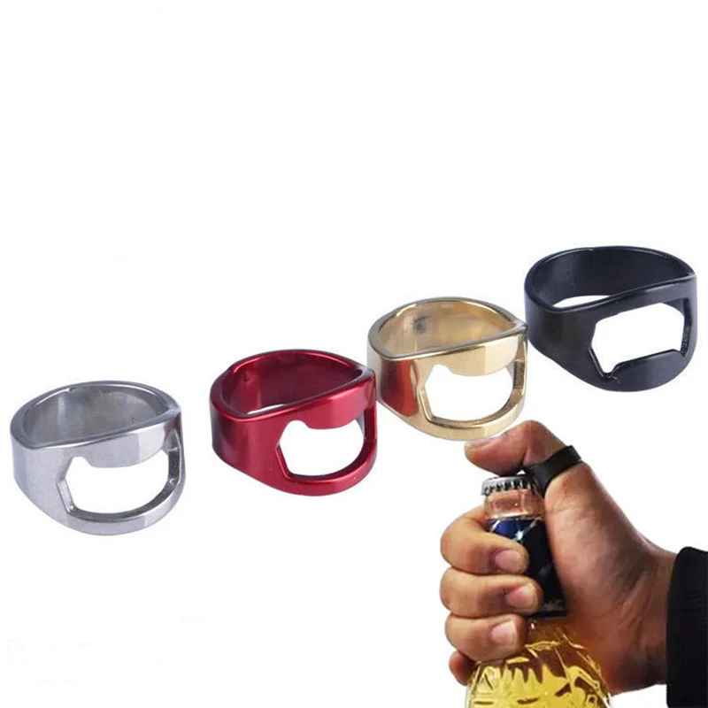 

Ring Opener Bar Gold Bottle Opener Ring Corkscrew Stainless Steel Finger Ring Beer Can Openers Gadgets Cool Bar Kitchen Tools