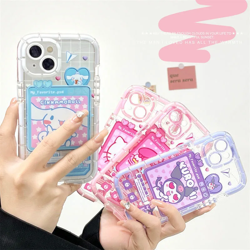 

Kawaii Sanrio Hello Kitty Luminous luxury phone case for iPhone 11 12 Pro XR XS Max X 7 8 Plus 13 Glow Transparent cover capa