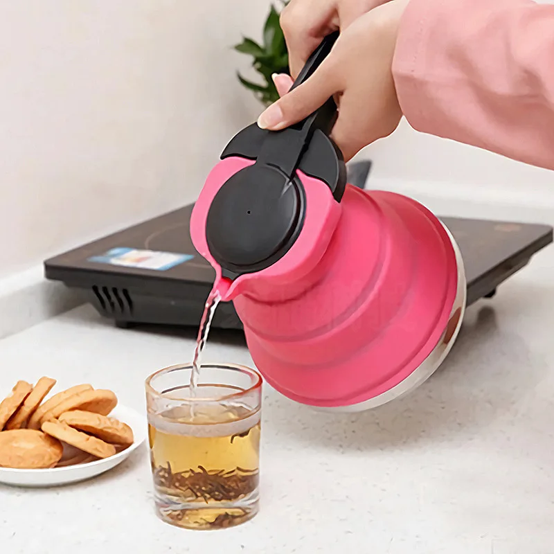 

1500ML Creative Portable Silicone Kettle Outdoor Silica Gel Folding Coffee Maker Compression Leak Proof Travel Camping Kettle