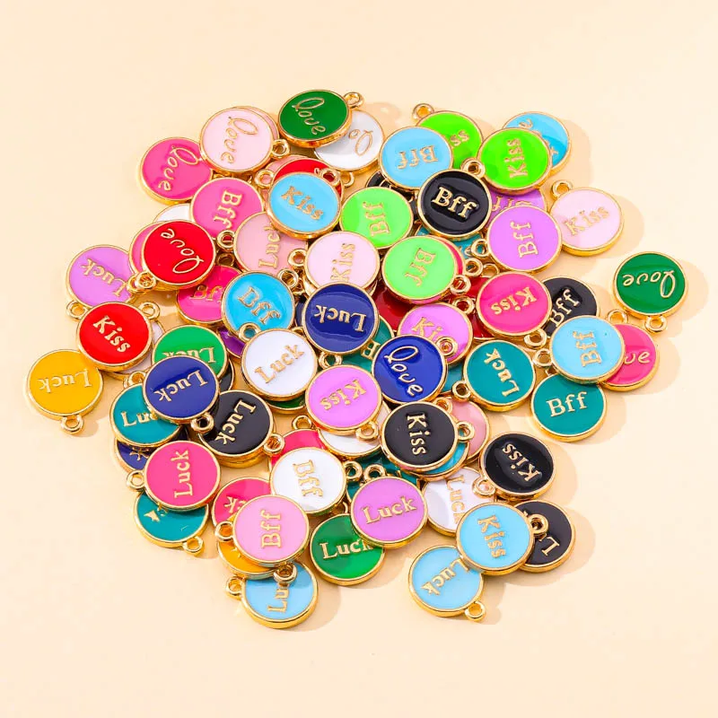 

20Pcs 12x14mm Wholesale Mix Colorful Alphabet Letter Double Face Enamel Charms Alloy Pendant For Earring Bracelet Jewelry Making