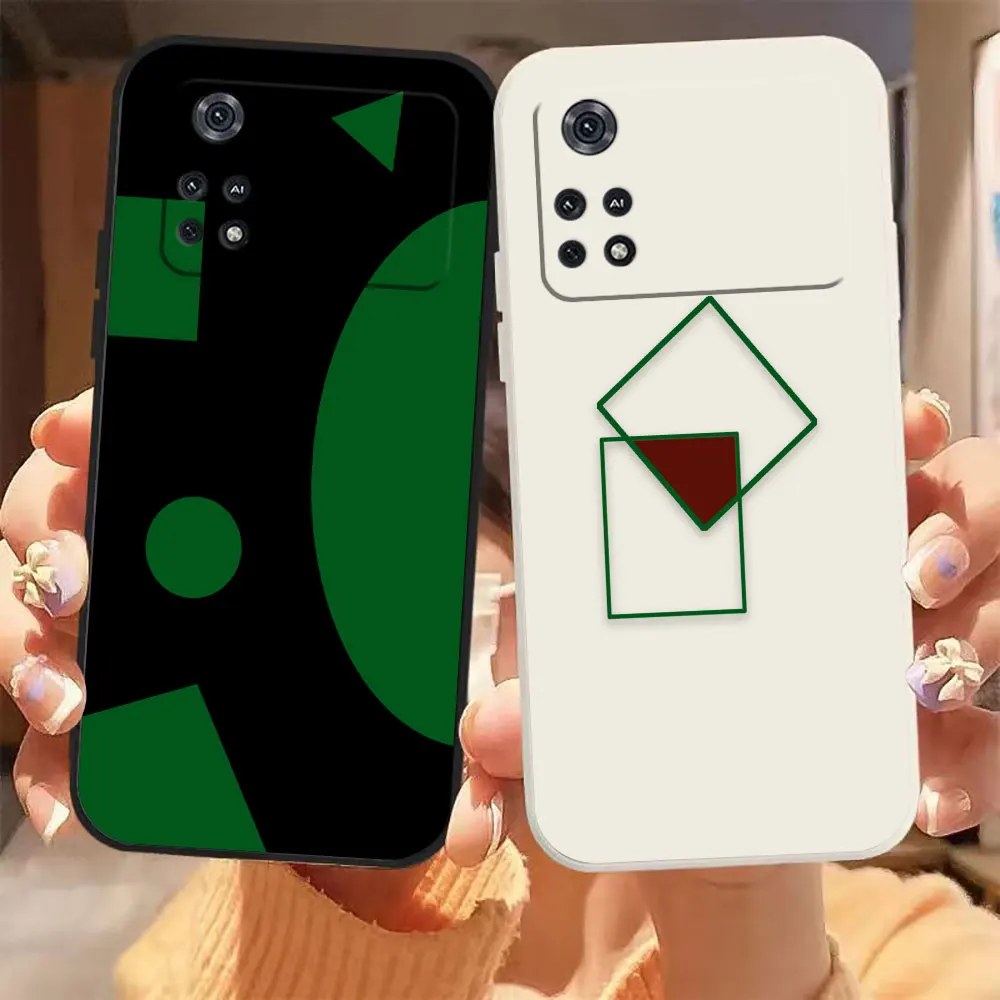 

Dark Green Reduced Geometry Case For Xiaomi PCOO F3 M3 X2 X3 M4 6X 8 CC9 CC9E MIX 2 2S Black Shark 3 4 5 GT Pro 4G 5G Case Funda