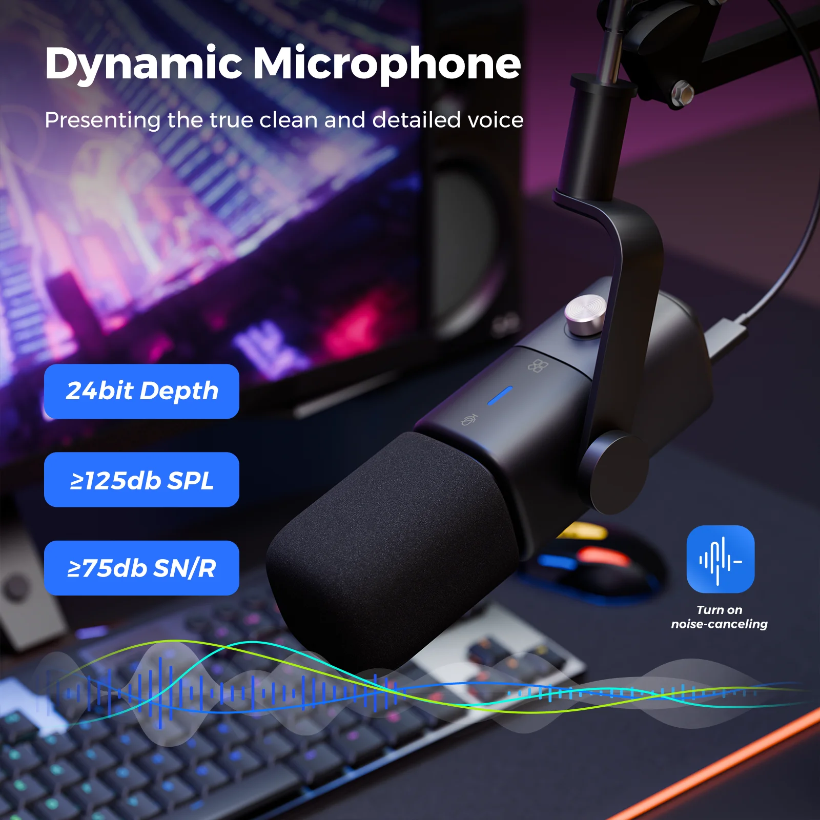 Фото NearStream USB XLR динамический микрофон с штангой, профессиональный микрофон для ПК, игровой студийный набор, потоковый микрофон для записи подкастов №4