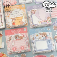jianwu 100 pcs cute abus memo pad non stick writable cartoon journal scrapbooking material sticky notes paper kawaii stationery
