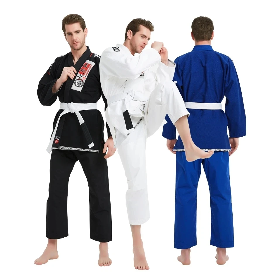 Kimono brasileño Jiu Jitsu Gi Bjj para hombre y mujer, uniforme MMA preencogido, con cinturón blanco, 450 gramos, azul