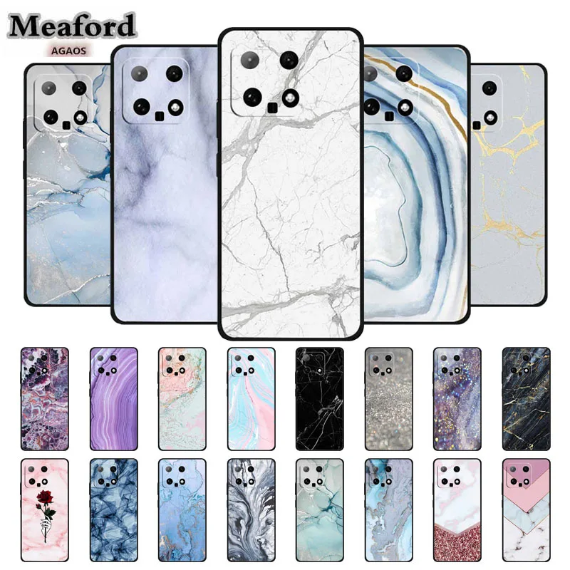 

Marble Pattern Phone Case for Xiaomi 14 Soft Silicone TPU Cover for Xiaomi14 Colorful Pink Funda Capa 23127PN0CC Xiaomi 14 Coque