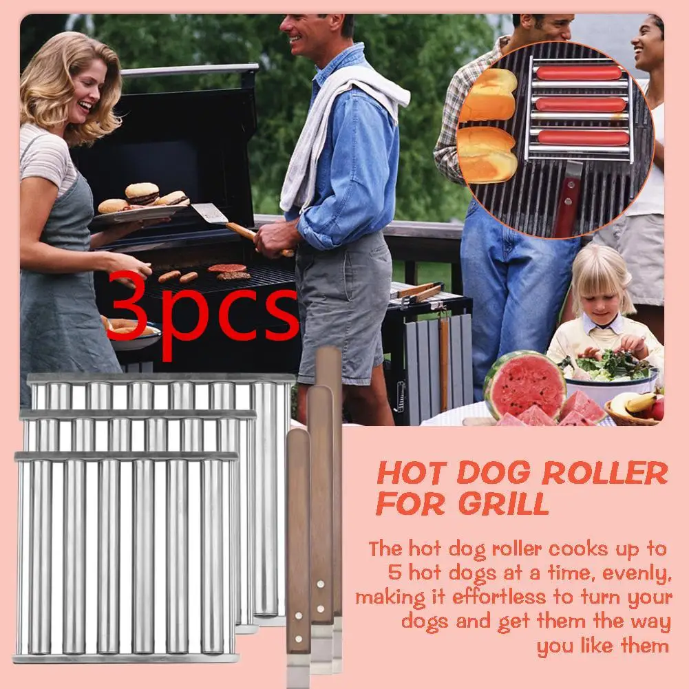 

3PCS Grill Basket Stainless Steel Tool BBQ Grilling Accessories Barbecue Rack With A Long Wood Handle