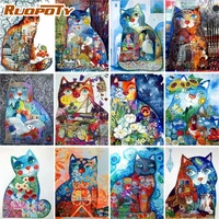 ruopoty frame cat animals diy painting by numbers wall art picture coloring by numbers handpainted gift for home decor artwork