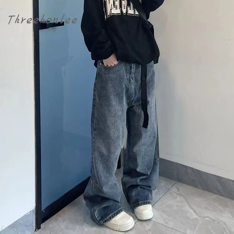 

Women's Loose Vintage Jeans Dark Blue Brown High Waist Street Wear Loose Trousers Women's Trousers Straight Wide Leg Pants