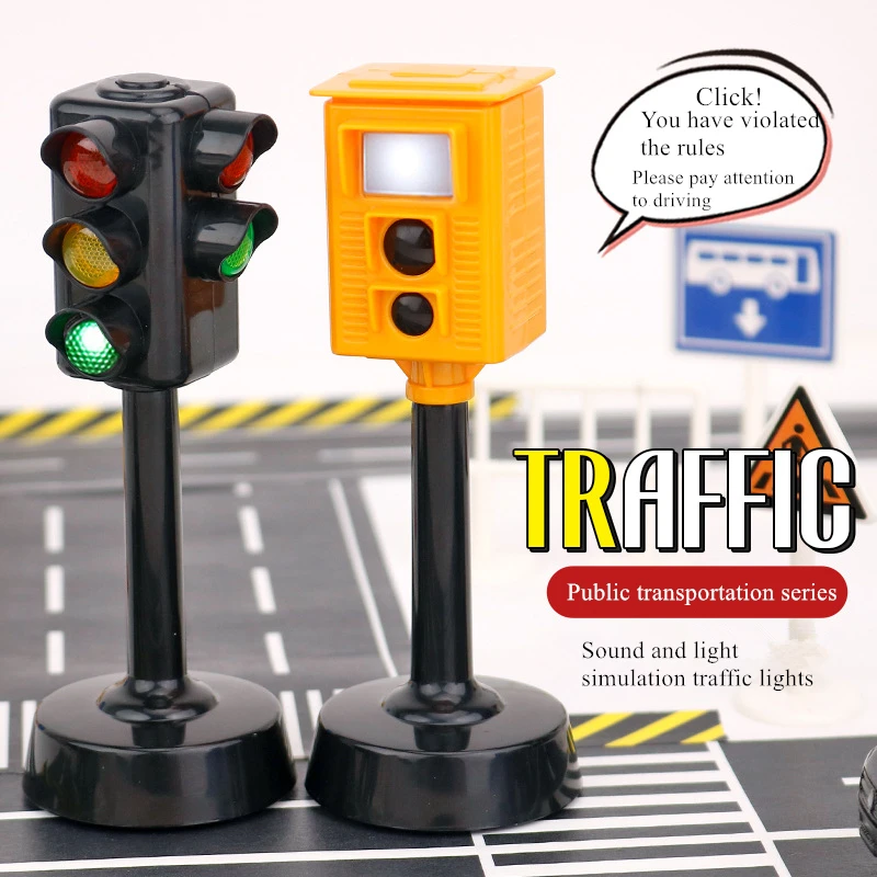 

Fashion New Signs Road Light Block with Sound LED Children Safety Education Kids Puzzle Traffic Light Toys Boys Girls Gifts