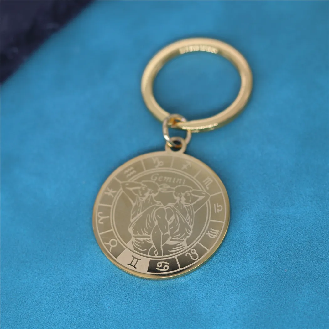 Брелок для ключей из нержавеющей стали с 12 созвездиями и знаками Зодиака