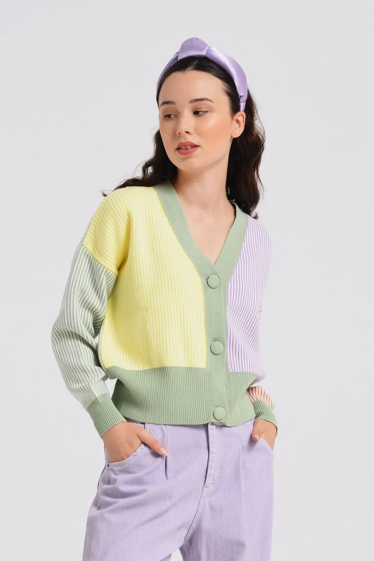 

Women's Cardigan Vertical Striped Short-age Casual Knitted Quality Fashion Cardigan Sweaters Loose Sweater Sweater Jumper