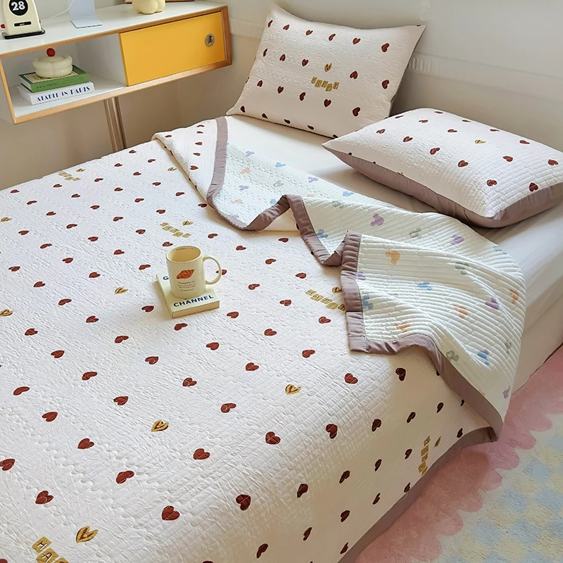  Summer Washed Glutinous Cotton Bed Cover Single Piece 2024 New Four Seasons Universal Sheet Three-Piece Set