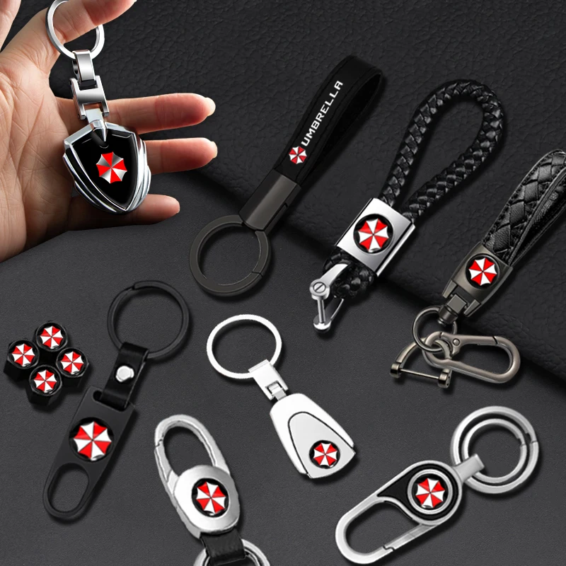 

Fashion Car Keychain Metal Braided Key Chain Business Keychain Rings Gifts For Umbrella Corporation Logo Automobiles Car Styling